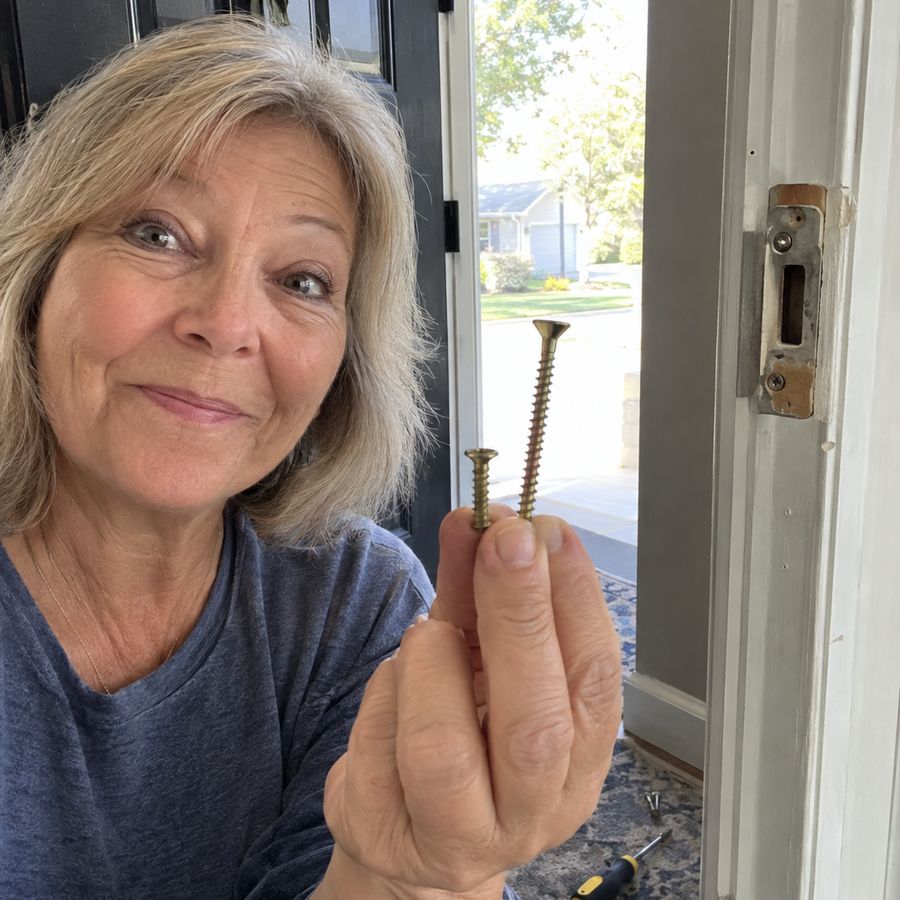 Holding a short factory screw next to a three-inch structural screw